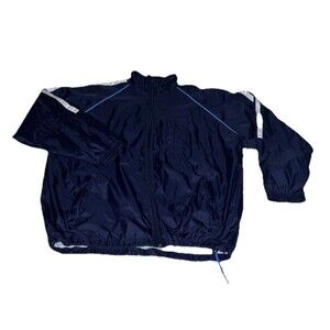 Athletic Works Mens XL‎ Navy Full Zip Windbreaker Jacket Mesh Lined Track Coat